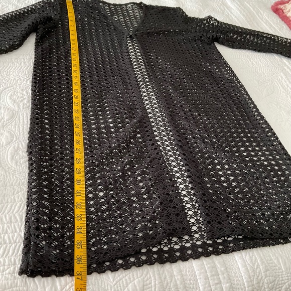 BLACK OPEN WEAVE CARDIGAN, SIZE: L - Picture 9 of 11